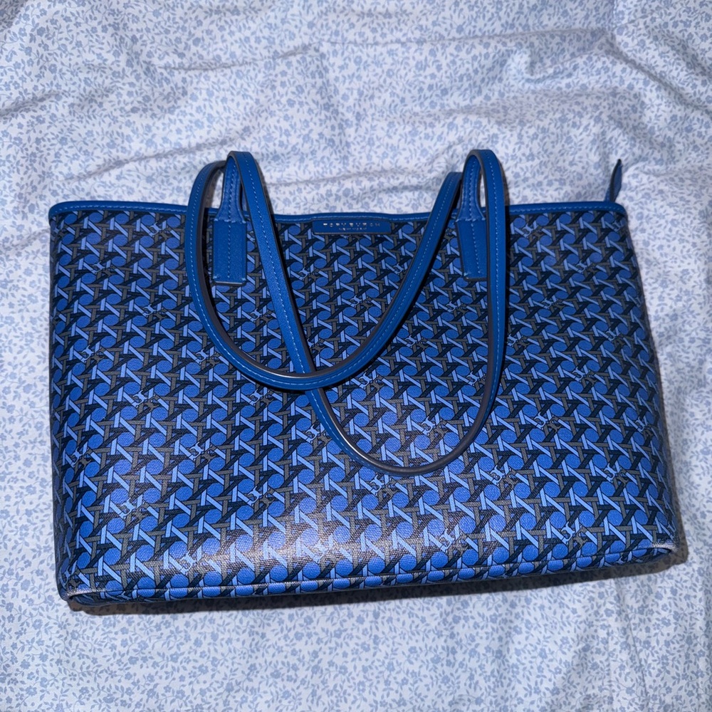 Tory Burch Blue Geometric Tote Bag